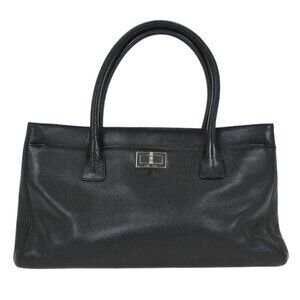 Chanel Black Calfskin Mademoiselle Lock Cerf Executive Tote Bag